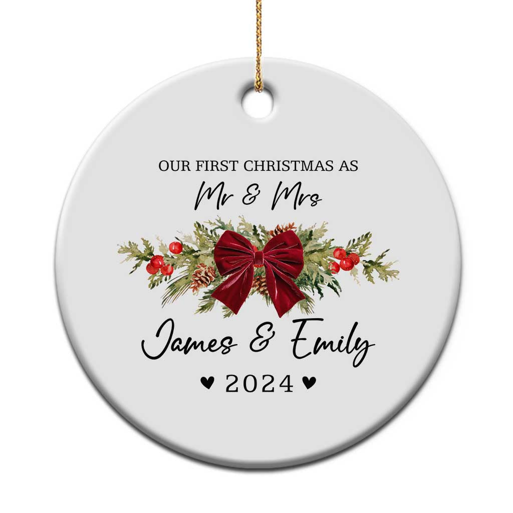 Personalised First Xmas as Mr & Mrs Christmas Ornament Custom Name Keepsake Wedding Gifts for Newlywed Couple TS10 Print Your Wear