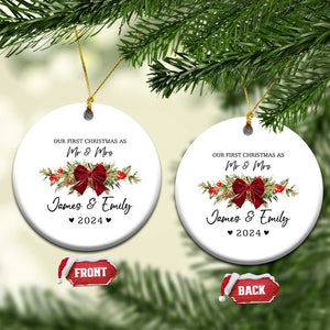 Personalised First Xmas as Mr & Mrs Christmas Ornament Custom Name Keepsake Wedding Gifts for Newlywed Couple TS10 Circle White Print Your Wear