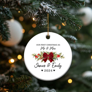 Personalised First Xmas as Mr & Mrs Christmas Ornament Custom Name Keepsake Wedding Gifts for Newlywed Couple TS10 Print Your Wear