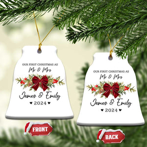 Personalised First Xmas as Mr & Mrs Christmas Ornament Custom Name Keepsake Wedding Gifts for Newlywed Couple TS10 Bell Flake White Print Your Wear