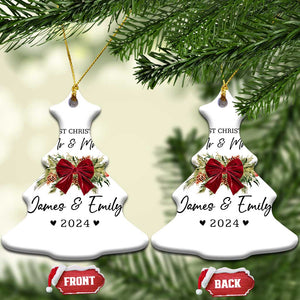 Personalised First Xmas as Mr & Mrs Christmas Ornament Custom Name Keepsake Wedding Gifts for Newlywed Couple TS10 Christmas Tree White Print Your Wear