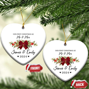 Personalised First Xmas as Mr & Mrs Christmas Ornament Custom Name Keepsake Wedding Gifts for Newlywed Couple TS10 Heart White Print Your Wear