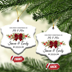 Personalised First Xmas as Mr & Mrs Christmas Ornament Custom Name Keepsake Wedding Gifts for Newlywed Couple TS10 Snow Flake White Print Your Wear