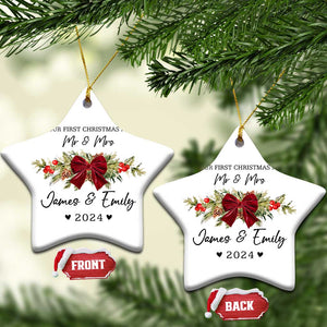 Personalised First Xmas as Mr & Mrs Christmas Ornament Custom Name Keepsake Wedding Gifts for Newlywed Couple TS10 Star White Print Your Wear