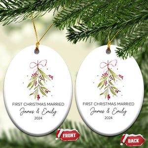 Personalised First Xmas Married Christmas Ornament Custom Name 2024 Keepsake Wedding Gifts for Couple TS10 Oval White Print Your Wear