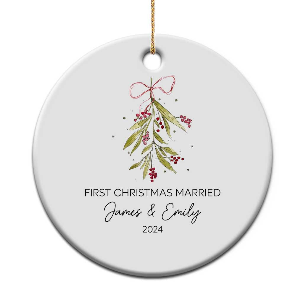 Personalised First Xmas Married Christmas Ornament Custom Name 2024 Keepsake Wedding Gifts for Couple TS10 Print Your Wear