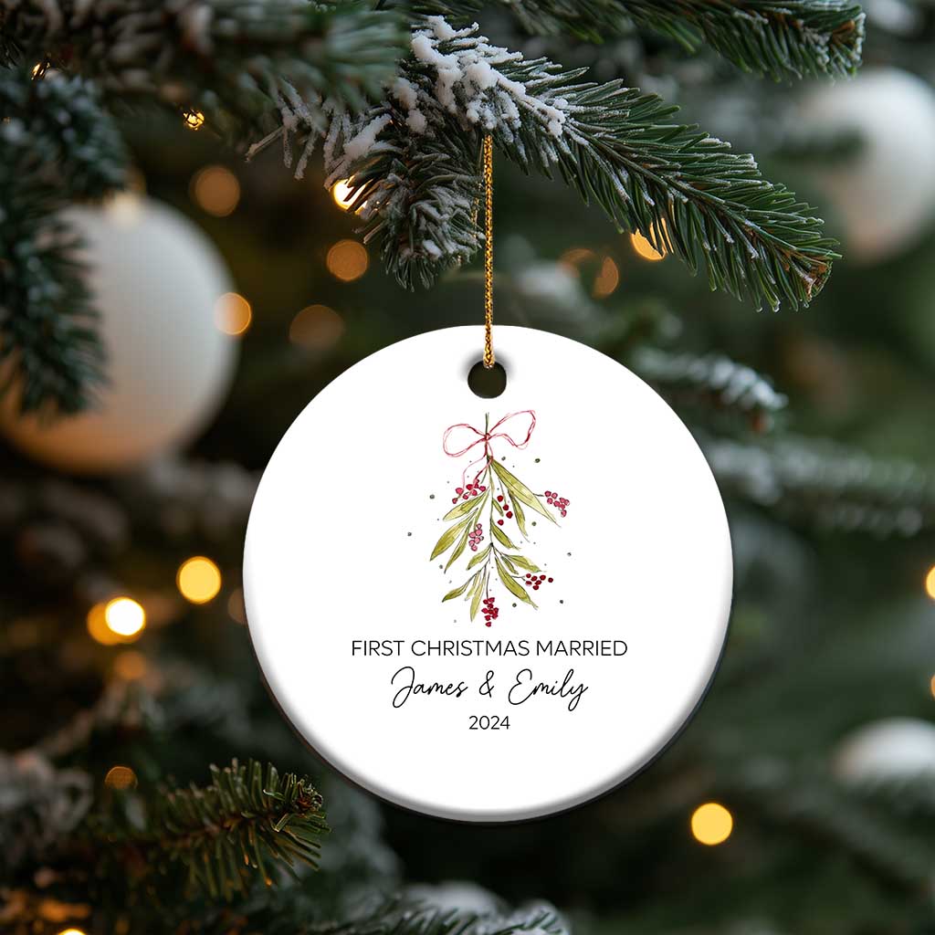 Personalised First Xmas Married Christmas Ornament Custom Name 2024 Keepsake Wedding Gifts for Couple TS10 Print Your Wear