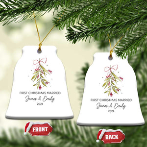 Personalised First Xmas Married Christmas Ornament Custom Name 2024 Keepsake Wedding Gifts for Couple TS10 Bell Flake White Print Your Wear