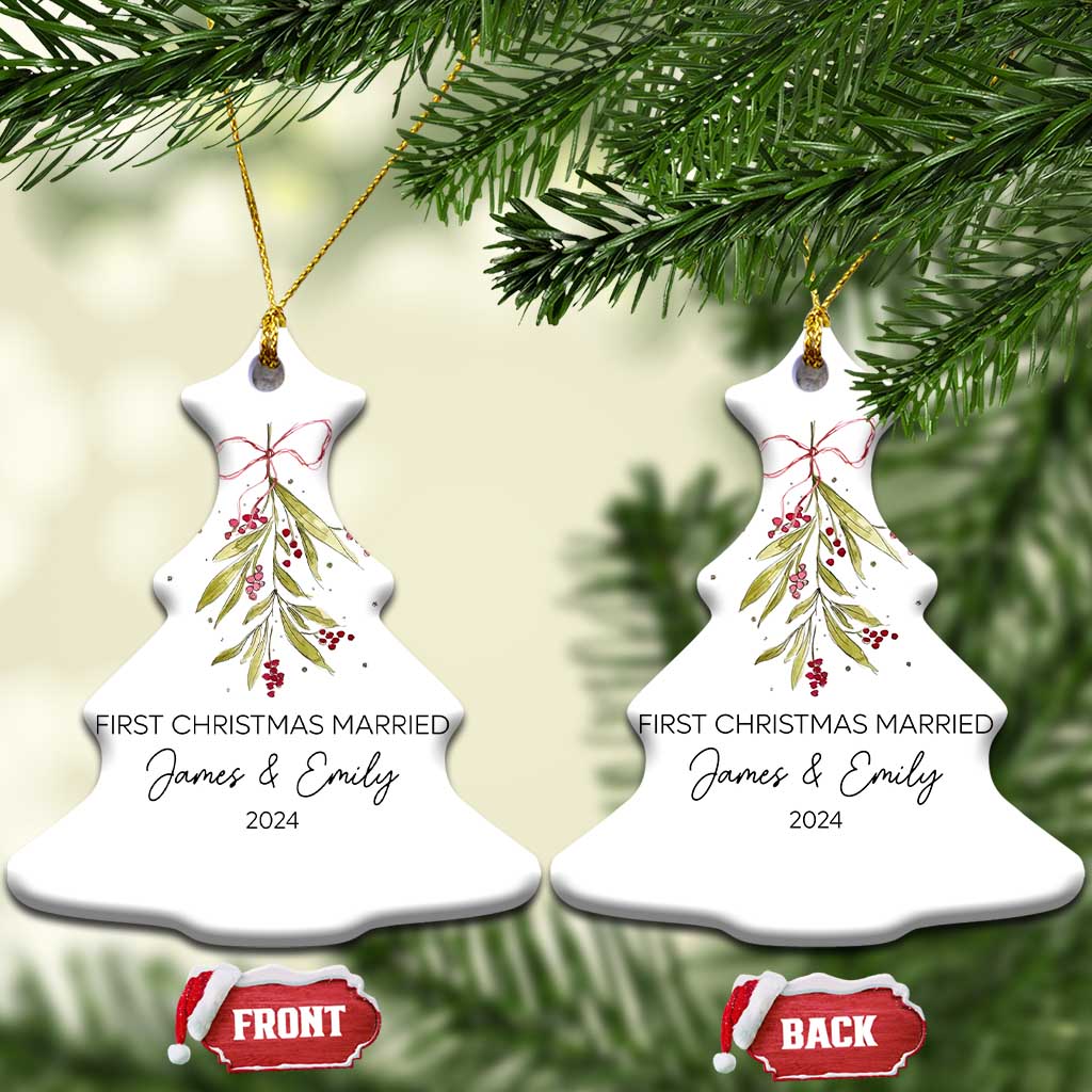 Personalised First Xmas Married Christmas Ornament Custom Name 2024 Keepsake Wedding Gifts for Couple TS10 Christmas Tree White Print Your Wear
