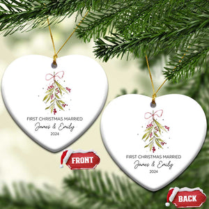 Personalised First Xmas Married Christmas Ornament Custom Name 2024 Keepsake Wedding Gifts for Couple TS10 Heart White Print Your Wear