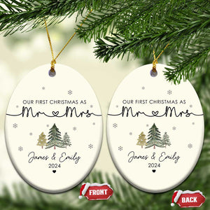 Personalised First Xmas as Mr & Mrs Christmas Ornament Custom Name 2024 Keepsake Wedding Gifts for Couple TS10 Oval White Print Your Wear