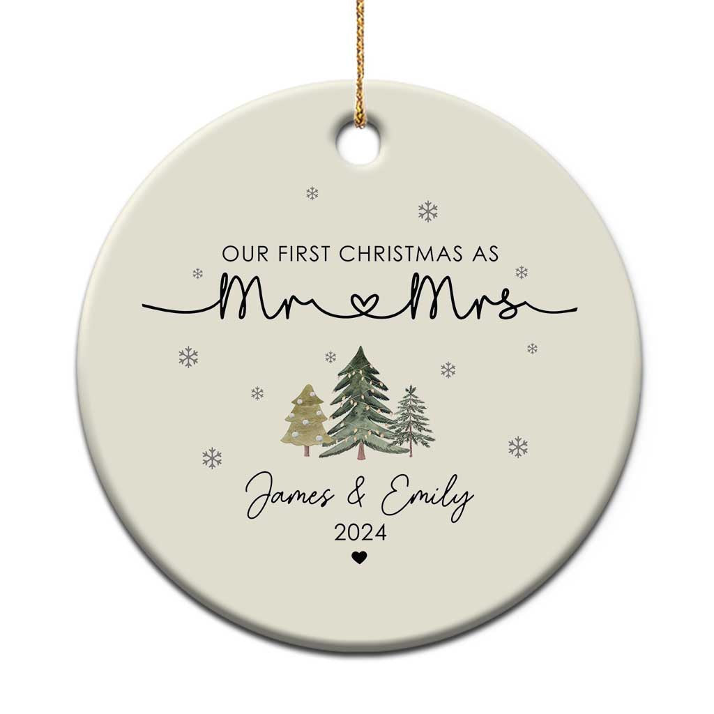 Personalised First Xmas as Mr & Mrs Christmas Ornament Custom Name 2024 Keepsake Wedding Gifts for Couple TS10 Print Your Wear