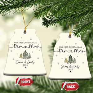 Personalised First Xmas as Mr & Mrs Christmas Ornament Custom Name 2024 Keepsake Wedding Gifts for Couple TS10 Bell Flake White Print Your Wear