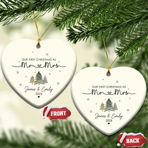 Personalised First Xmas as Mr & Mrs Christmas Ornament Custom Name 2024 Keepsake Wedding Gifts for Couple TS10 Heart White Print Your Wear