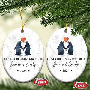 Personalised First Xmas Married Christmas Ornament Custom Name 2024 Wedding Gifts for Couple Her or Him TS10 Oval White Print Your Wear