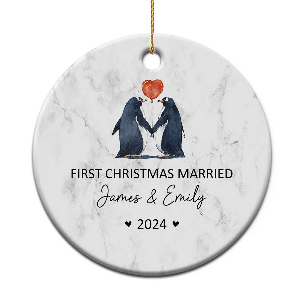 Personalised First Xmas Married Christmas Ornament Custom Name 2024 Wedding Gifts for Couple Her or Him TS10 Print Your Wear