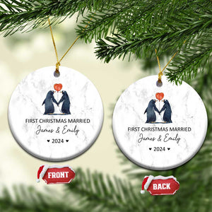 Personalised First Xmas Married Christmas Ornament Custom Name 2024 Wedding Gifts for Couple Her or Him TS10 Circle White Print Your Wear