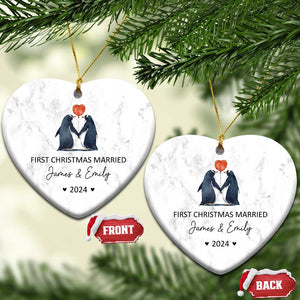 Personalised First Xmas Married Christmas Ornament Custom Name 2024 Wedding Gifts for Couple Her or Him TS10 Heart White Print Your Wear