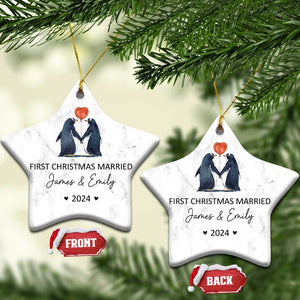 Personalised First Xmas Married Christmas Ornament Custom Name 2024 Wedding Gifts for Couple Her or Him TS10 Star White Print Your Wear