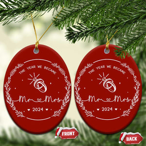 First Xmas as Mr & Mrs Christmas Ornament 2024 Keepsake Wedding Gifts for Couple TS10 Oval Red Print Your Wear