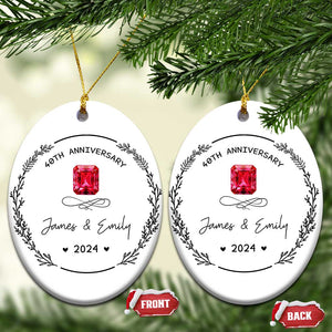 Personalised 40th Wedding Anniversary Christmas Ornament Custom Name Ruby 40 Years of Marriage TS10 Oval White Print Your Wear