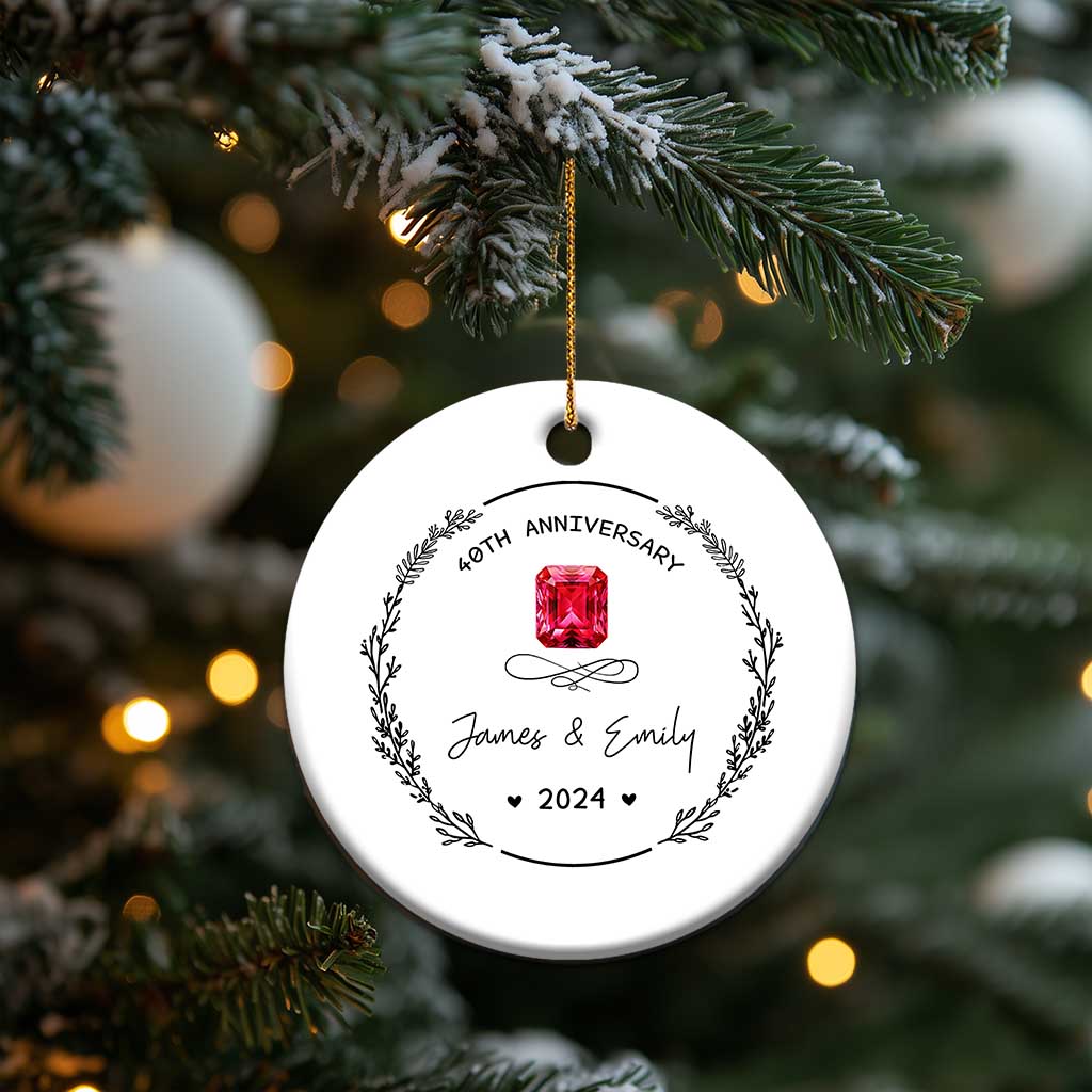Personalised 40th Wedding Anniversary Christmas Ornament Custom Name Ruby 40 Years of Marriage TS10 Print Your Wear