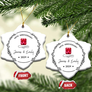Personalised 40th Wedding Anniversary Christmas Ornament Custom Name Ruby 40 Years of Marriage TS10 Snow Flake White Print Your Wear