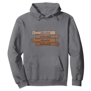 Black Pride Hoodie Educated Motivated Elevated Melanated BLM Melanin TS10 Charcoal Print Your Wear