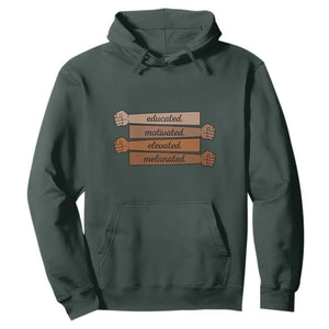 Black Pride Hoodie Educated Motivated Elevated Melanated BLM Melanin TS10 Dark Forest Green Print Your Wear