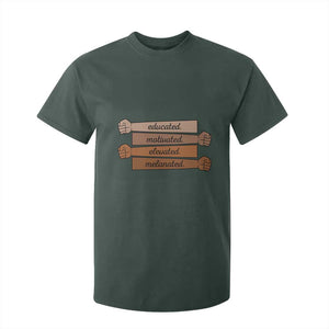 Black Pride T Shirt For Kid Educated Motivated Elevated Melanated BLM Melanin TS10 Dark Forest Green Print Your Wear