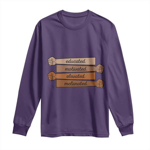 Black Pride Long Sleeve Shirt Educated Motivated Elevated Melanated BLM Melanin TS10 Purple Print Your Wear