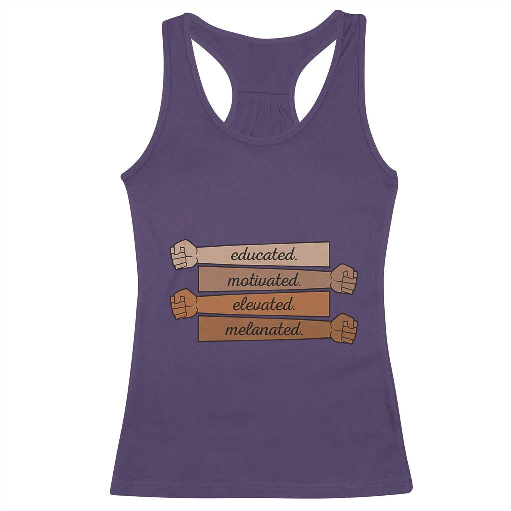 Black Pride Racerback Tank Top Educated Motivated Elevated Melanated BLM Melanin TS10 Purple Print Your Wear