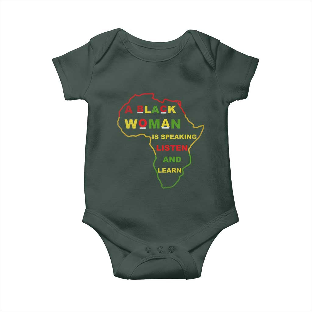 Black Pride Baby Onesie A Black Woman Is Speaking Listen And Learn Africa Map TS10 Print Your Wear