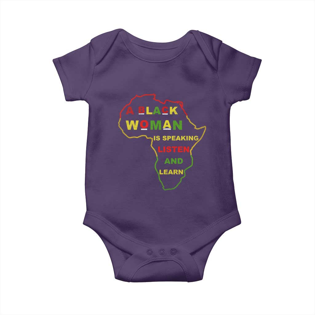 Black Pride Baby Onesie A Black Woman Is Speaking Listen And Learn Africa Map TS10 Purple Print Your Wear
