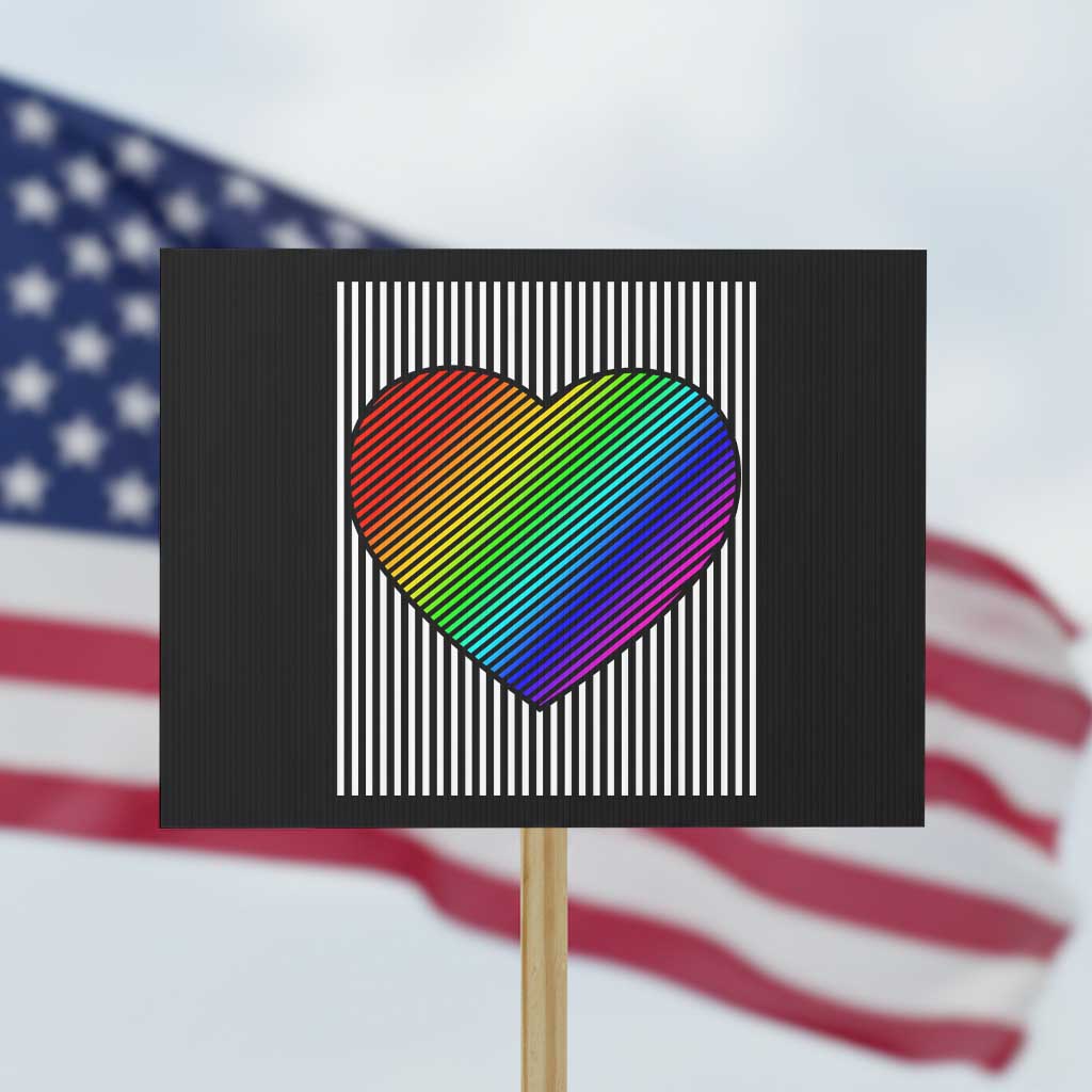 LGBT Pride Protest Sign LGBTQ Support Retro Valentines Rainbow Heart TS10 Horizontal 18