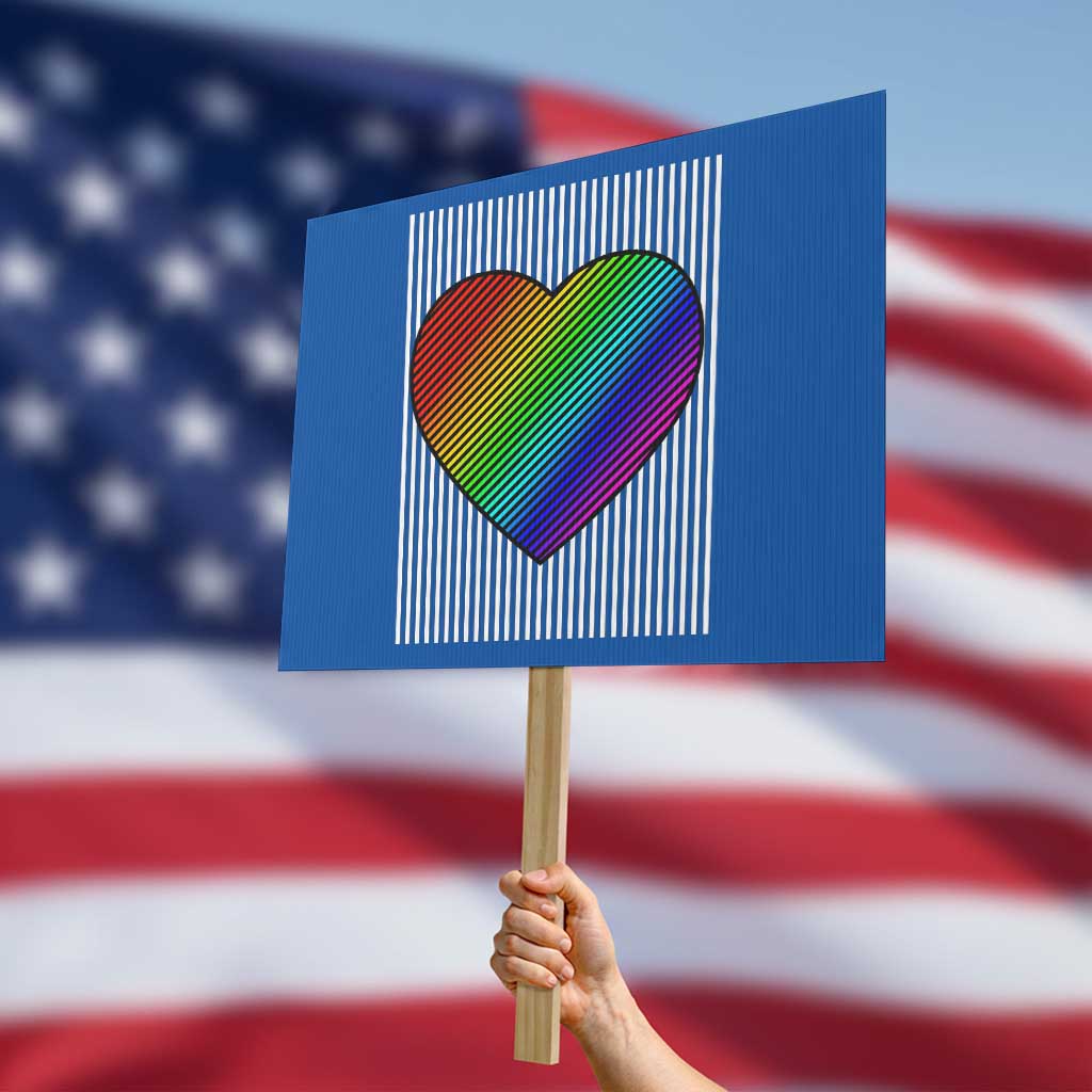 LGBT Pride Protest Sign LGBTQ Support Retro Valentines Rainbow Heart TS10 Horizontal 18