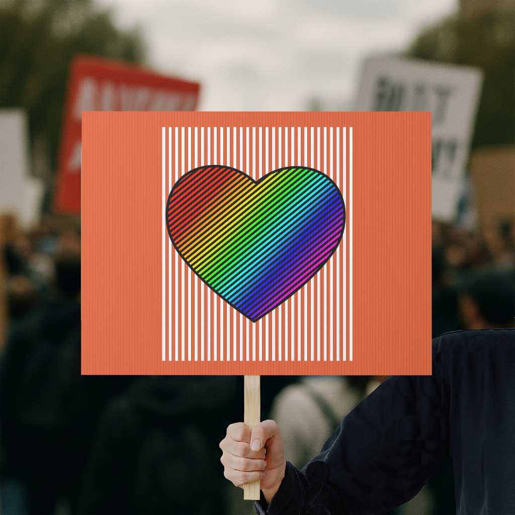 LGBT Pride Protest Sign LGBTQ Support Retro Valentines Rainbow Heart TS10 Horizontal 18