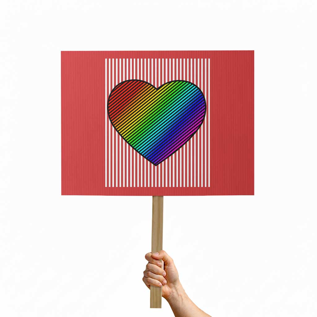 LGBT Pride Protest Sign LGBTQ Support Retro Valentines Rainbow Heart TS10 Horizontal 18