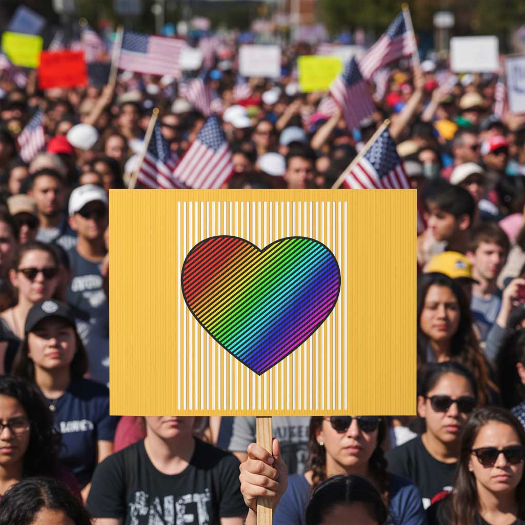 LGBT Pride Protest Sign LGBTQ Support Retro Valentines Rainbow Heart TS10 Horizontal 18