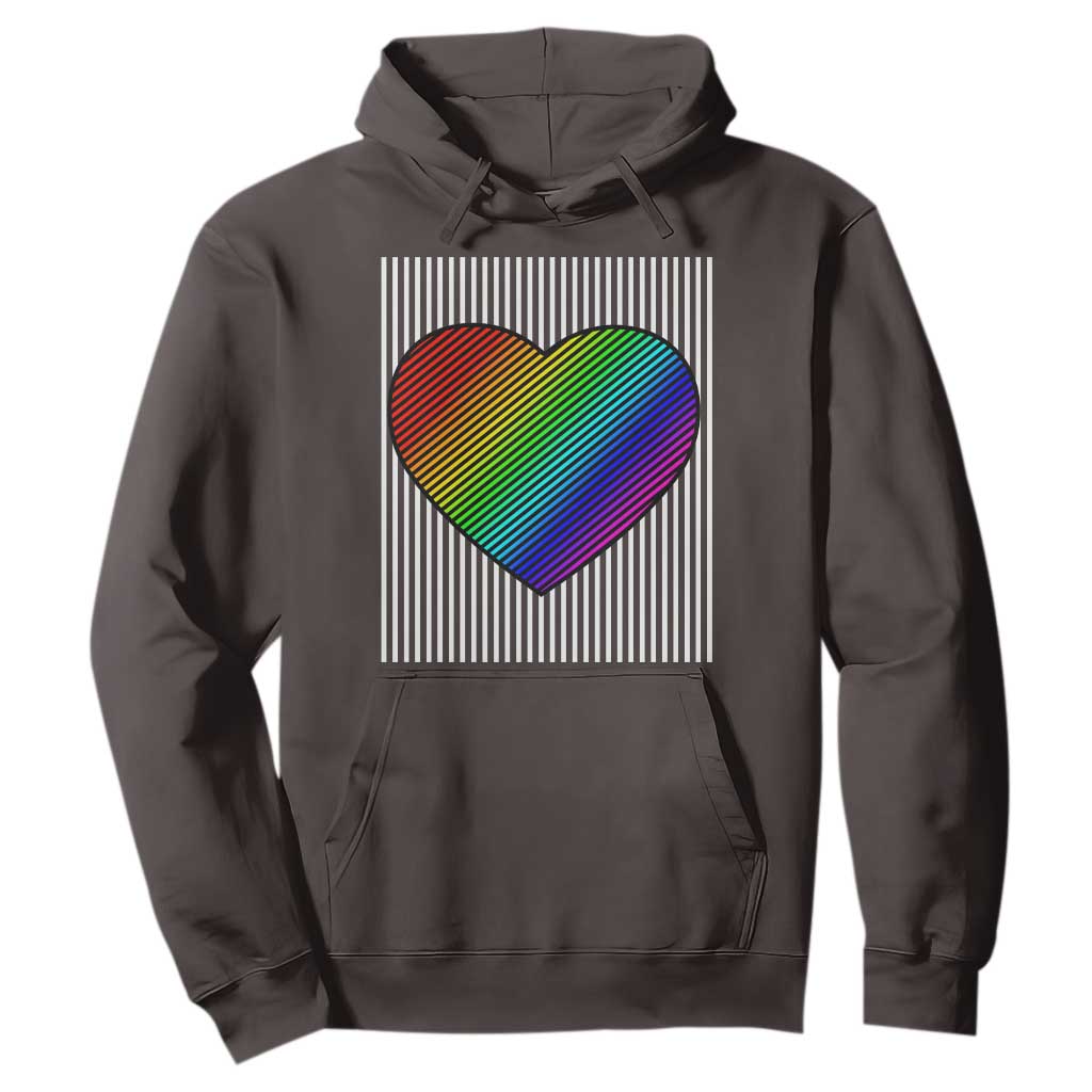 LGBT Pride Hoodie LGBTQ Support Retro Valentines Rainbow Heart TS10 Dark Chocolate Print Your Wear