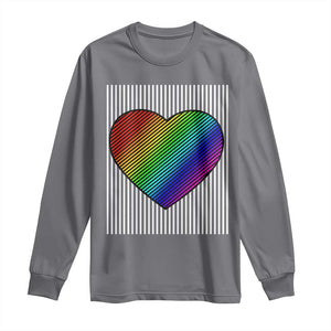 LGBT Pride Long Sleeve Shirt LGBTQ Support Retro Valentines Rainbow Heart TS10 Charcoal Print Your Wear