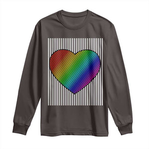 LGBT Pride Long Sleeve Shirt LGBTQ Support Retro Valentines Rainbow Heart TS10 Dark Chocolate Print Your Wear