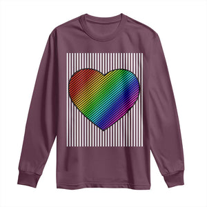 LGBT Pride Long Sleeve Shirt LGBTQ Support Retro Valentines Rainbow Heart TS10 Maroon Print Your Wear