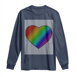 LGBT Pride Long Sleeve Shirt LGBTQ Support Retro Valentines Rainbow Heart TS10 Navy Print Your Wear