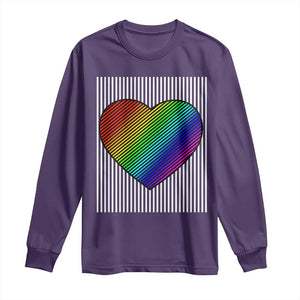 LGBT Pride Long Sleeve Shirt LGBTQ Support Retro Valentines Rainbow Heart TS10 Purple Print Your Wear