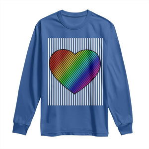 LGBT Pride Long Sleeve Shirt LGBTQ Support Retro Valentines Rainbow Heart TS10 Royal Blue Print Your Wear