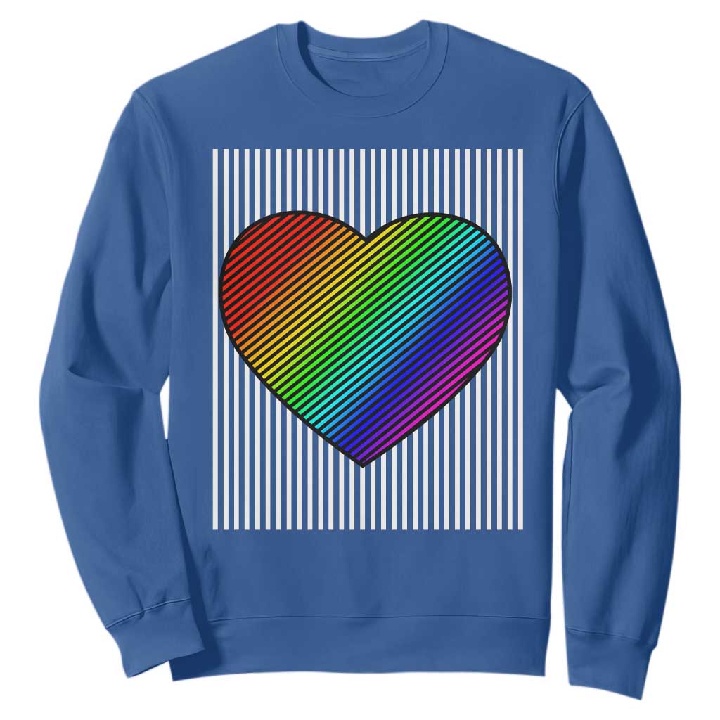 LGBT Pride Sweatshirt LGBTQ Support Retro Valentines Rainbow Heart TS10 Royal Blue Print Your Wear