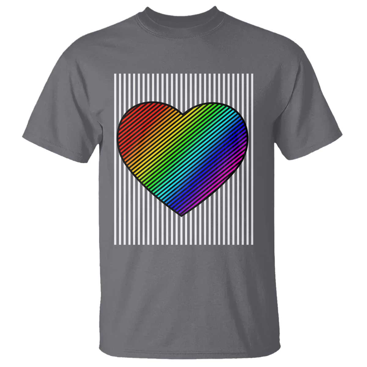 LGBT Pride T Shirt LGBTQ Support Retro Valentines Rainbow Heart TS10 Charcoal Print Your Wear