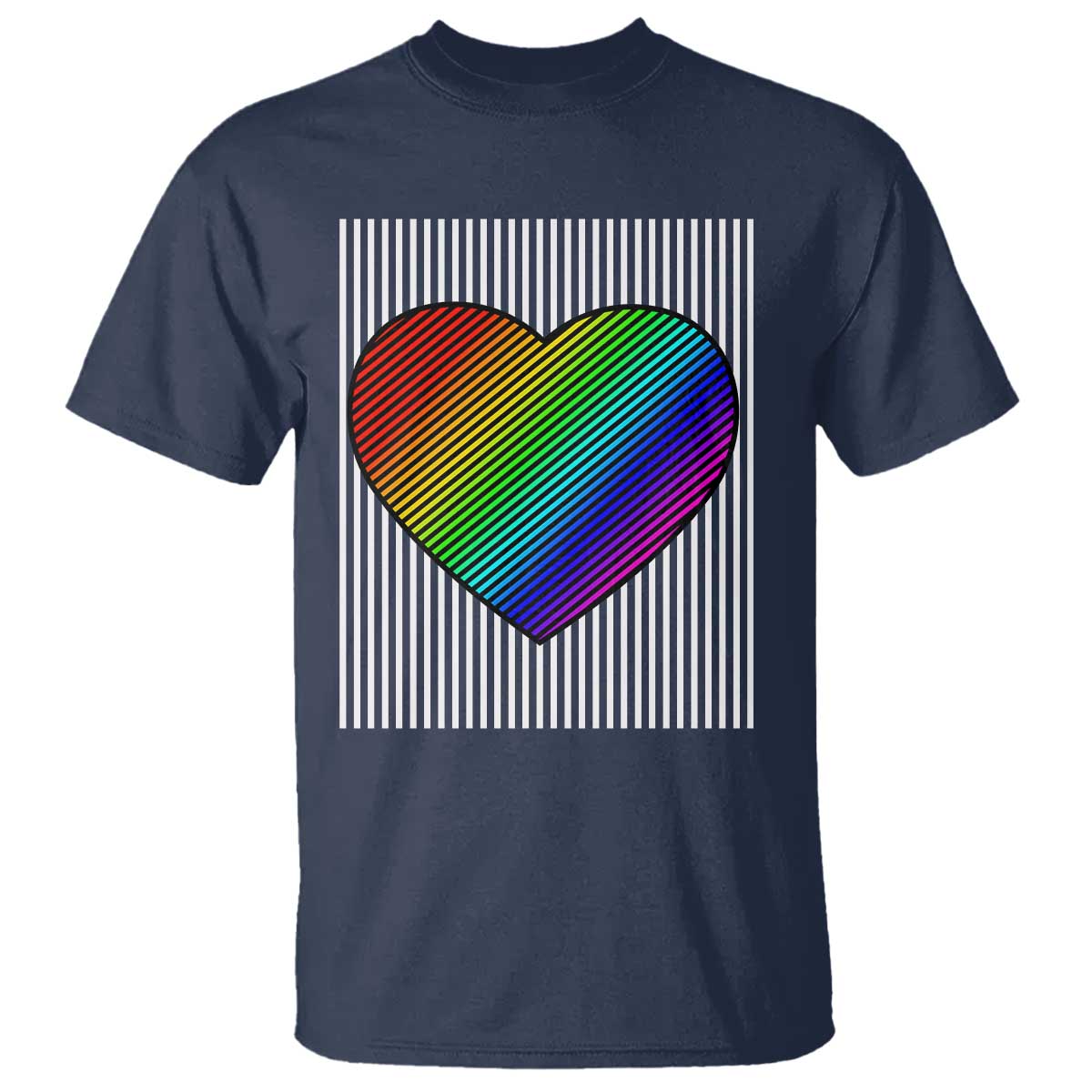 LGBT Pride T Shirt LGBTQ Support Retro Valentines Rainbow Heart TS10 Navy Print Your Wear