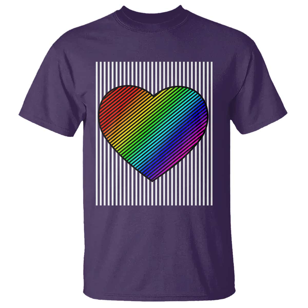 LGBT Pride T Shirt LGBTQ Support Retro Valentines Rainbow Heart TS10 Purple Print Your Wear
